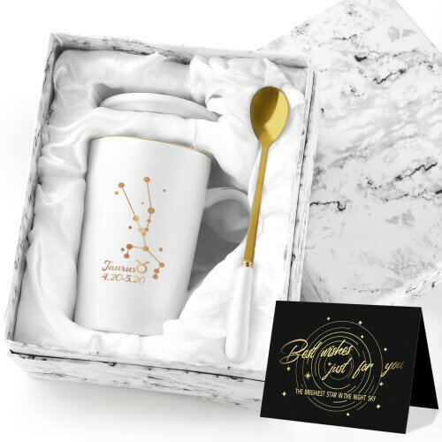 Livole 牡牛座コーヒーカップ プレゼント 星座 マグカップ 誕生日プレゼント ギフト 贈り物 彼女 妻 姉 友人 母親 父親 男性 女性 友達 夫婦 カップル 高級 おしゃれ 人気 バレンタインデー