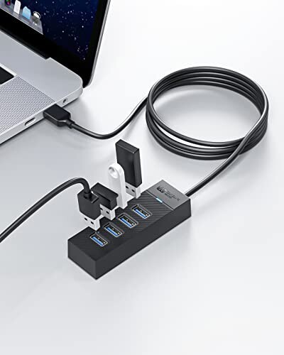 SAN ZANG MASTER 4ポートUSB3.0 ハブ 100CM 5Gbps高速転送 USBポート増設 コンパクトデスクトップPC対応 USB Hub 軽量 USB拡張 ドライバー不要 Windows Mac PS4 PS5 Chromebookなど対応 4ポートUSBハブ 3.0 テレワ