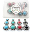 sempiterno コンチョ ボタン 12個セット シルバー ターコイズ ネジ式 12mm 20mm 25mm レザークラフト 財布 ヴィンテージ装飾バックル 手芸 バッグ飾り用ボタン ハンドメイド DIYの手工芸品 (アン