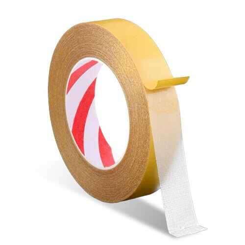 両面テープ 超強力 (25 MM x 20 M) メッシュテープ カーペットテープ 吸音材用粘着テープ ボディテープ両面粘着布ダクトテープ ボディテープ スポンジ用両面テープ ズレ防止 固定 自由カッ