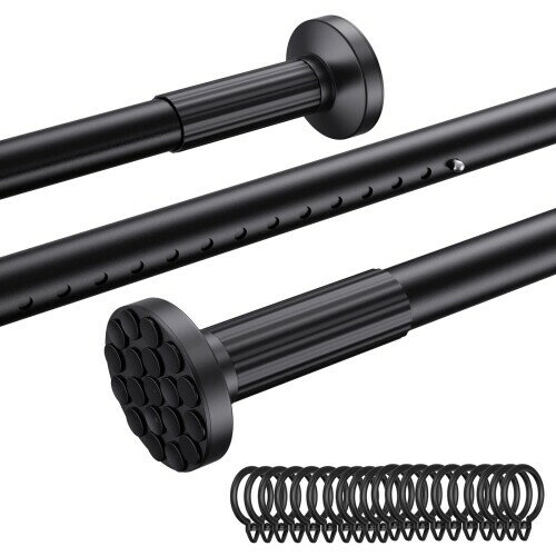 Goowin つっぱり棒 128-330cm 強力 突っ張り棒 黒 つぎあわせ式ツッパリ棒 強負荷 室内 洗濯物干し 耐荷重45~20kg 直径32mm