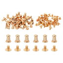 PATIKIL 衣類用4mmスタッズ 50セットスタッズレザーリベットコーンスボタンヘッドメタルスクリュースタッズポスト 金色トーン