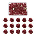 Beadthoven 約50個/箱 レッド バラ 薔薇 合金ペンダント 3D 立体的 赤い ローズ 花型 可愛い バレンタインデー チャーム アクセサリーパーツ...