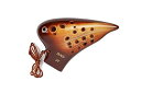 TNG オカリナ 楽器 ( トリプル/アルト/ブラウンゴールド ) C調 AC 複数管 (専用ケース付き) ocarina 釉薬仕上げ 三管 陶笛 管吹奏 茶色