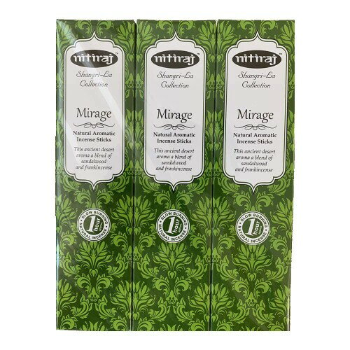 お香 アロマインセンス Nitiraj（ニティラジ）Mirage（蜃気楼） 3箱セット（30本/1箱10本入り）天然素..