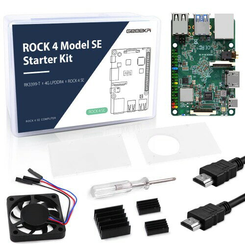 GeeekPi ROCK 4 モデル SE 開発ボード マザーボード スターター キットには、アクリル ケース、冷却ファン、アルミニウム製ヒートシンク、HDMI ケーブルが含まれています Rock 4C+ スターター キット (Rock 4 モデル C Plus) には、アクリル ケース、5V 3.6A 電源、64GB メモリ カード、カード リーダー、冷却ファン、アルミニウム製ヒートシンク、HDMI ケーブルなど、開始に必要なものがすべて含まれています。 5V 冷却ファンは優れた消散を提供し、非常に静かです。アクリルケースはボードに正確にフィットし、Rock 4C+ 開発ボードを適切に保護します。 特徴: 組み立て簡単、アルミニウム製ヒートシンク、4010静音ファン、アクリル製ケース、スイッチ付き 5V/3.6A 18W 電源、MicroHDMI - フルサイズ HDMI ケーブル。 パッケージ内容: Rock 4 Model C Plus 開発ボード x 1、スイッチ付き 5V/3.6A 電源 x 1、MicroHDMI - フルサイズ HDMI ケーブル x 1、4010 5V ファン x 1、アクリルケース x 1、アルミニウムヒートシンク x 3 、持ち運びに便利なプラスチック製ケース x 1、M2.5 ロング銅ピラー x 4、M2.5 ショート銅ピラー x 4、M2.5 ネジ x 12、TF カード リーダー x 1、64 GB TF カード x 1 x MicroHDMI - フルサイズ HDMI ケーブル、1 x 滑り止めパッド 商品コード57064556526商品名GeeekPi ROCK 4 モデル SE 開発ボード マザーボード スターター キットには、アクリル ケース、冷却ファン、アルミニウム製ヒートシンク、HDMI ケーブルが含まれています型番KR-0012※他モールでも併売しているため、タイミングによって在庫切れの可能性がございます。その際は、別途ご連絡させていただきます。※他モールでも併売しているため、タイミングによって在庫切れの可能性がございます。その際は、別途ご連絡させていただきます。