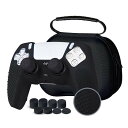 JYXETOV PS5 コントローラー カバー + 収納バッグ(27オプション)、無料の8ボタンキャップ、シリコーン保護、オリジナルの充電器で充電できます、滑り...