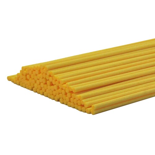 100本入アロマファイバーディフューザー交換用スティック (30cm*3mm, イエロー)