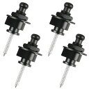 ギター ストラップロックピン 金属製バックル 落下防止 ワンタッチで脱着可能 取り付け簡単 楽器用 エレキ アコースティック ベースなど 4個セット (ブラック...