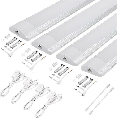 MAGOKORO 4本 LEDベースライト 器具一体型 20W型 昼光色 6000K 2700lm 18W 高輝度 LED蛍光灯 スイッチ..