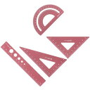 Kozelo 8個の幾何学セット 15cm定規 アルミニウム合金中空レー ザー彫刻数学セット レッド 事務所教室用 180度分度器 7cm三角形 10cm三角形