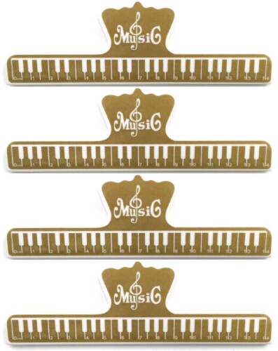 アロアーラ(aloala) 楽譜クリップ ストッパー キーパー ピアノ 音楽 本 ページ 押さえ (大 セット 4本 ゴールド)