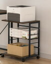 DEWEL プリンター台 幅50cm 奥行40cm 高さ63cm プリンターラック 棚 ラック A3 A4対応 プリンター台 キャスター付き 総耐荷重60kg コピー機台 サイド デスク ワゴン 中棚調整可能 移動便利 組立