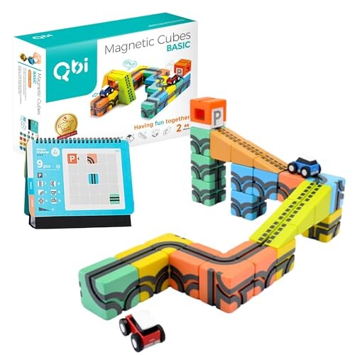 Qbitoy(QBI) BASIC 23ピース 車2台入り キッズ・デザイン賞受賞 プログラミング的思考力を育むSTEAM知育ブロック 誕生日 プレゼント 知育玩具 おもちゃ 3歳 4歳 5歳 6歳 小学生 男の子 女の子 磁