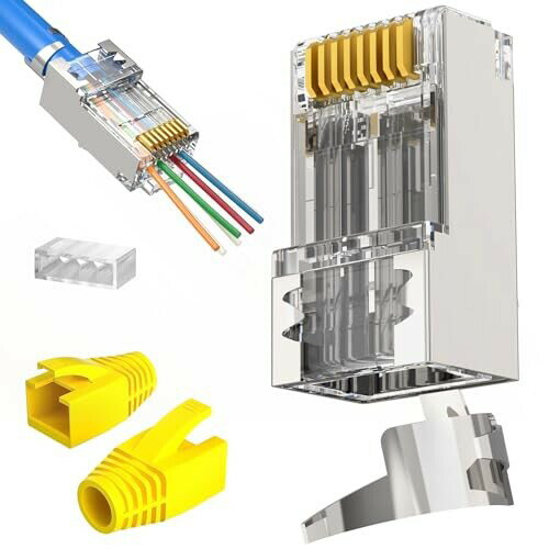 HET HONKENT ђʎRJ45RlN^+یJo[+V[hh~ CAT6A CAT7 LAN RlN^ [ho[t zȒP 25Zbg (F-25PCS)