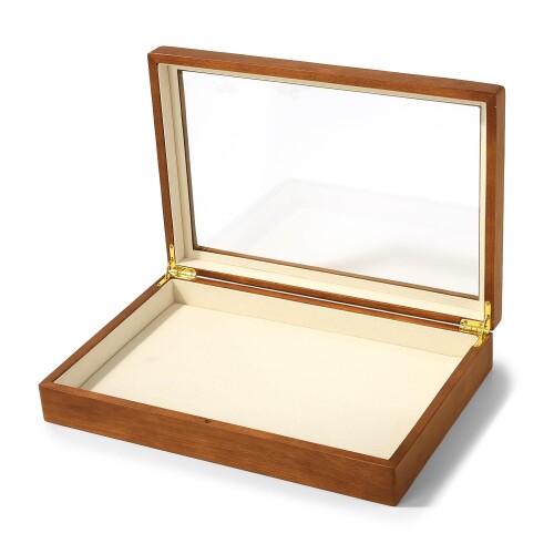 Woodten固木製ジュエリーボックス蓋付き大容量ジュエリーボックス仕切りなし収納とディスプレイ用 (ベージュX02401)
