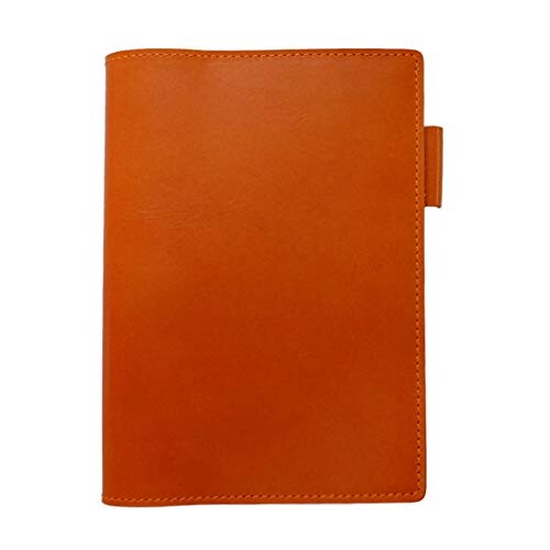 手帳カバー A6 正寸 本革 切り目仕上げ (オレンジ, 厚み：スモール)