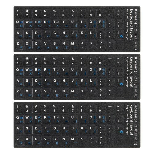 PATIKIL 1個 韓国語キーボードステッカー PC キーボードステッカー 黒 背景青白 レタリング コンピューター ラップトップ ノートブック デスクトップ用