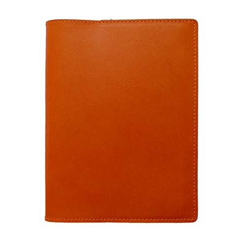 手帳カバー A6 正寸 本革 切り目仕上げ (オレンジ, 厚み：ラージ)