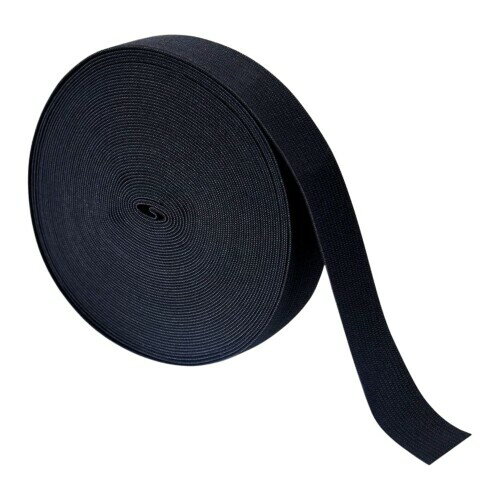 Charmoon 平ゴム ゴムベルト 業務用 長さ40m (ブラック, 幅3cm)