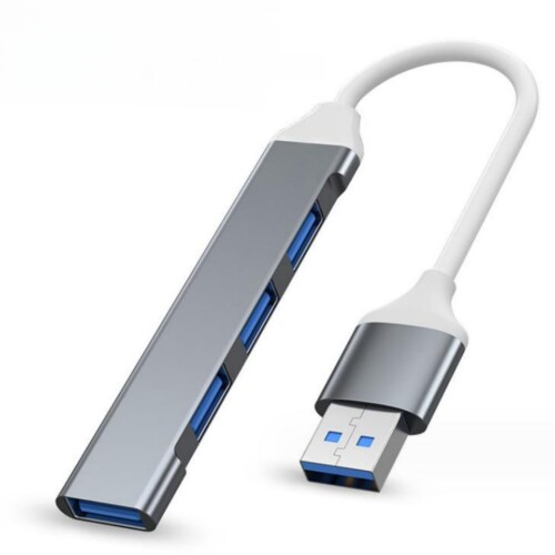 USBハブ ダブル接続方式 4in1 3in1 スリム ポータブル 分配機 増設 分岐 TYPE-C ドッキングステーション モバイルタイプ USB2.0 macbook (グレー USB接続 ケーブル)
