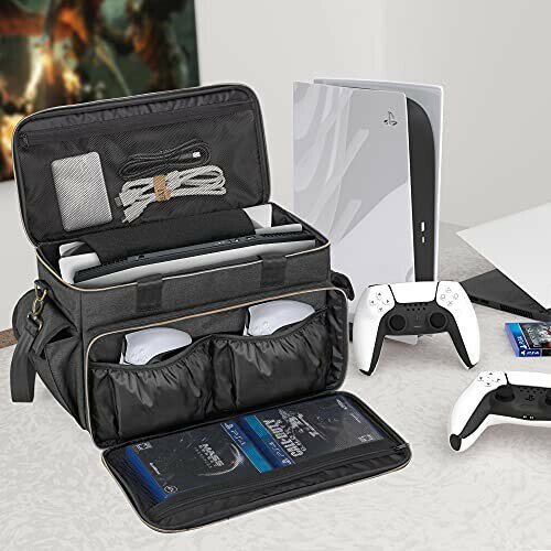 Trunab PS5 収納バッグ ps5ケース PS5/PS4/PS4 Pro/PS4 Slim/Xbox One/Xbox One X/Xbox One S/PS5用キャリーバッグ 持ち運び