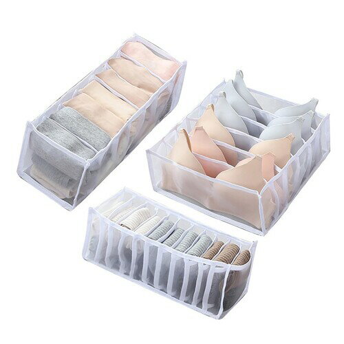 GOODCHI 下着収納ボックス 下着収納ケース 引き出し仕切り ブラ 下着 靴下 ネクタイ 小物収納折り畳み 防塵 防湿 通気 3点セット