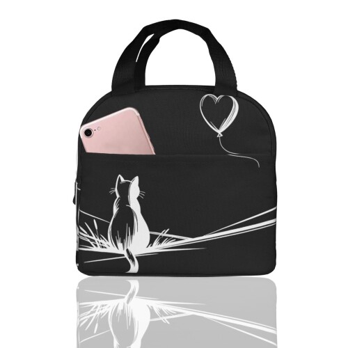 ランチバッグ 保冷 保温 猫柄 待つ 弁当バック 断熱 防水 漏れ防止 大容量 大きめ 弁当袋 手提げ 子供用 バック キッズ メンズ レディース トートバッグ...