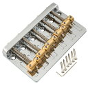 Musiclily Pro 17mm弦ピッチ 5弦ベース用ブリッジ ブラスサドル スチールプレート、クローム