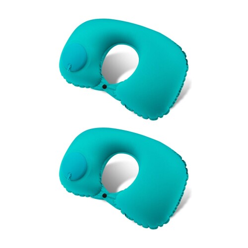 FamGift 空気入りU枕押圧空気入り携帯旅行空気入り枕軽量快適（2個 ミルクシルクU枕-孔雀緑）