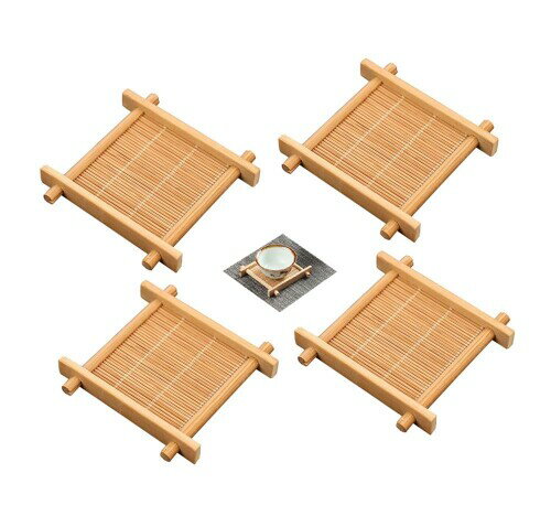 Natiform コースター 竹製 おしゃれ 可愛い 和風 木 ウッドコースター オシャレ(4枚セット,S)
