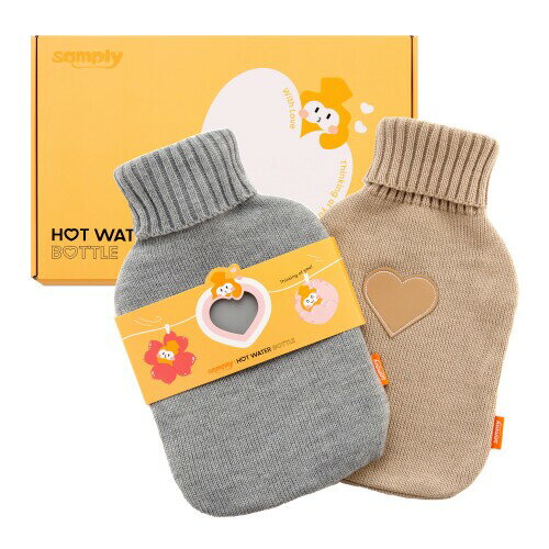 samply 湯たんぽ お湯 1.8L カバー付き 冬 贈り物 ギフト かわいい 高級 誕生日 人気 プレゼント お祝い 母の日 女性 男性 子供（カバー2枚 オリジナルキャラシール3枚付）