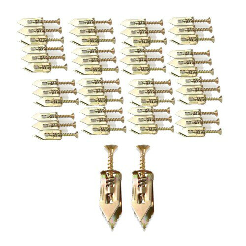 Mirhua 石膏ボード アンカー 50セットネジ 下 穴 用 各50本 石こうボード壁用アンカー 付き 簡単取り付..