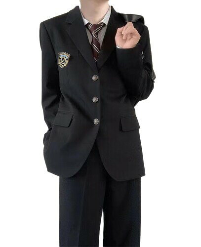 (AOTYP) 学生服 メンズ コスプレ 5点セット 男子 スクールブレザー ズボン 高校制服 学園祭 文化祭 cosplay 仮装 黒 ブラック black M