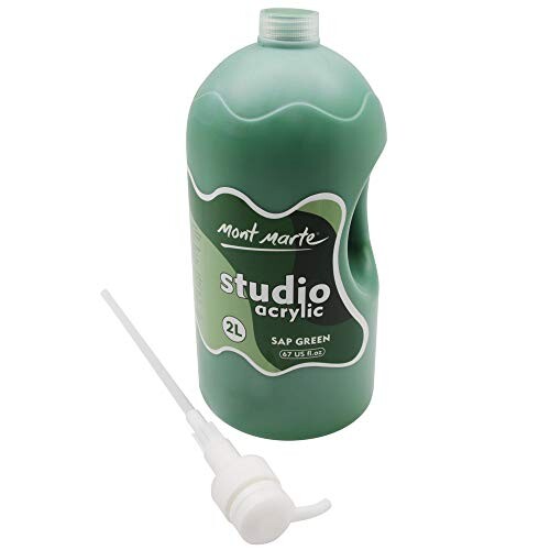 Mont Marte アクリル Sap Green 2リットル 2L ポンプ付き 速い乾燥 被覆力強い 学生や芸術家に向き Acr..