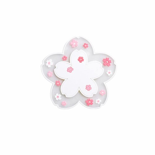 EZ APPLE シリコンコースター 可愛い 桜コースター 安定性 水切りマット 速乾 滑りにくい シンプル おしゃれ 花柄マグカップピンクコースター ドリンク コーヒー 鍋敷き 紅茶用 (白い-直径