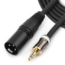 MOBOREST 3.5mm TRSステレオからXLRオス間のオーディオケーブル、プロフェッショナルスタジオ、ライブパフォーマンス、学校、教会、公開講義、パーティーオーディオ設定-3メートル