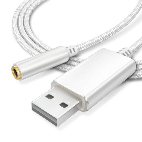 USB 3.5mm メス オーディオ 変換 ケーブル BEADY USB外付け サウンドカード ステレオ オーディオアダプター 4極 マイク機能対応 Windows Mac Linux PC パソコン シルバー 長さ1メートル