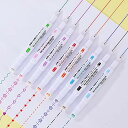 カーブペン 水性ペン 蛍光ペン ローラースタンプペン 花柄/ハート/点線/波線 速乾 耐久 手帳 日記 筆記用具 贈り物(8色、6種類)