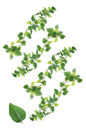 Tierneys フェイクグリーン ガーランド フェイクリーフ インテリア 人工観葉植物 壁掛け 吊り下げ 屋内 屋外 ベランダ ガーデニング (1, グリーンポトス, 1.8m 4分割)