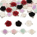Beadthoven 約28個/箱 バラ ローズ リンクコネクター 合金樹脂ペンダント 立体的 薔薇 花型 チャームパーツ つなぎパーツ アクセサリー ジュエリ...