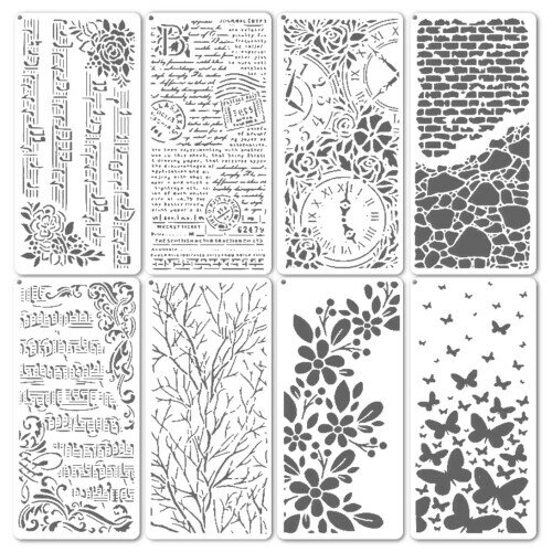 Koonafy テンプレート 8枚セット 音符 音楽ノート 楽譜 蝶々 ステンシルシート 描画テンプレート プレ..