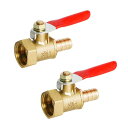 Aopinボールバルブ真鍮G 3/8" めねじ x 8mm / 3/10" ホースバーブ バルブ水、油、ガスの液体を遮断、ビニールハンドル付き、に適しPEX、銅、HDPE2 個