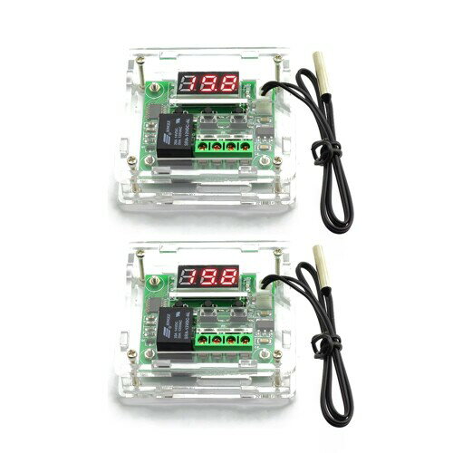 LIANHATA サーモスタット XH-W1209 温度熱センサスイッチ 温度制御 -50~110°C デジタルサーモスタット DC 12V ±0.1[度]高精度加熱冷却制御スイッチ (2個セット)