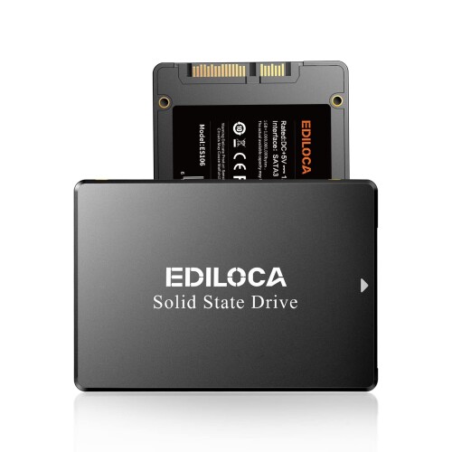 EDILOCA ES106 SSD 2TB 2.5インチ 7mm SATA3 6Gb/s 3D NAND TLC採用 読み出し最大 550MB/s 書込み最大 500MB/s 内蔵型SSD エラー訂正機能 低消費電力 耐震 耐衝撃 メーカー3年保証