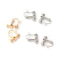 ネジ式 イヤリング パーツ 20個(10ペア) 丸玉 カン付き ゴールド シルバー ネジバネ式 アクセサリー 金具 ハンドメイド パーツ 材料 DIY QYHH...