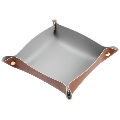 VOLAN 折りたたみ レザー トレイ 玄関 リビング デスク 小物入れ アクセサリー 収納 卓上 トレー (ブラウン ( Lサイズ ))