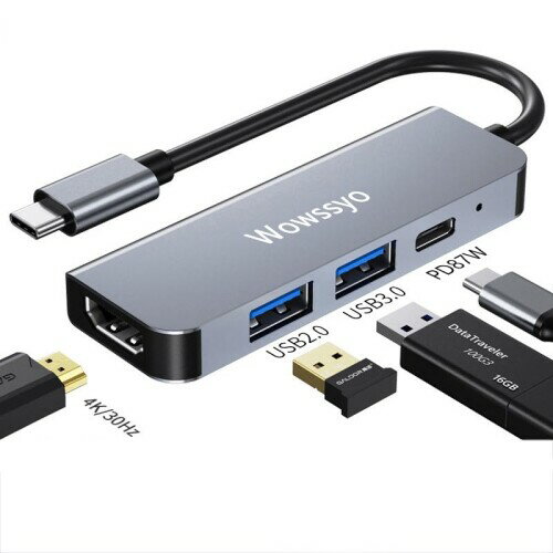 USB Cnu 4-in-1 Type Cnu hbLOϊA_v^[ (4K HDMI / PD87W / USB 3.0 ) MacBook Pro Air/iPad Pro/Samsung Galaxy S20/note 20/ChromeBook/Surface Go/Pro7/Matebook/Switch/USB C foCXΉ