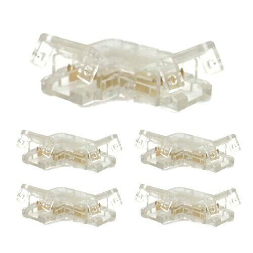 オーディオファン LEDテープ延長用 ワンタッチコネクタ 2ピンCOBコネクタ L型 LED 安定接続 透明 プロフェッショナル 2Pin 学校 オフィス LEDストリップライト用 8mm 5個