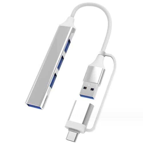 USBハブ ダブル接続方式 4in1 3in1 スリム ポータブル 分配機 増設 分岐 TYPE-C ドッキングステーション モバイルタイプ USB2.0 macbook (シルバー/USB接続/TYPE-Cアダプタ)